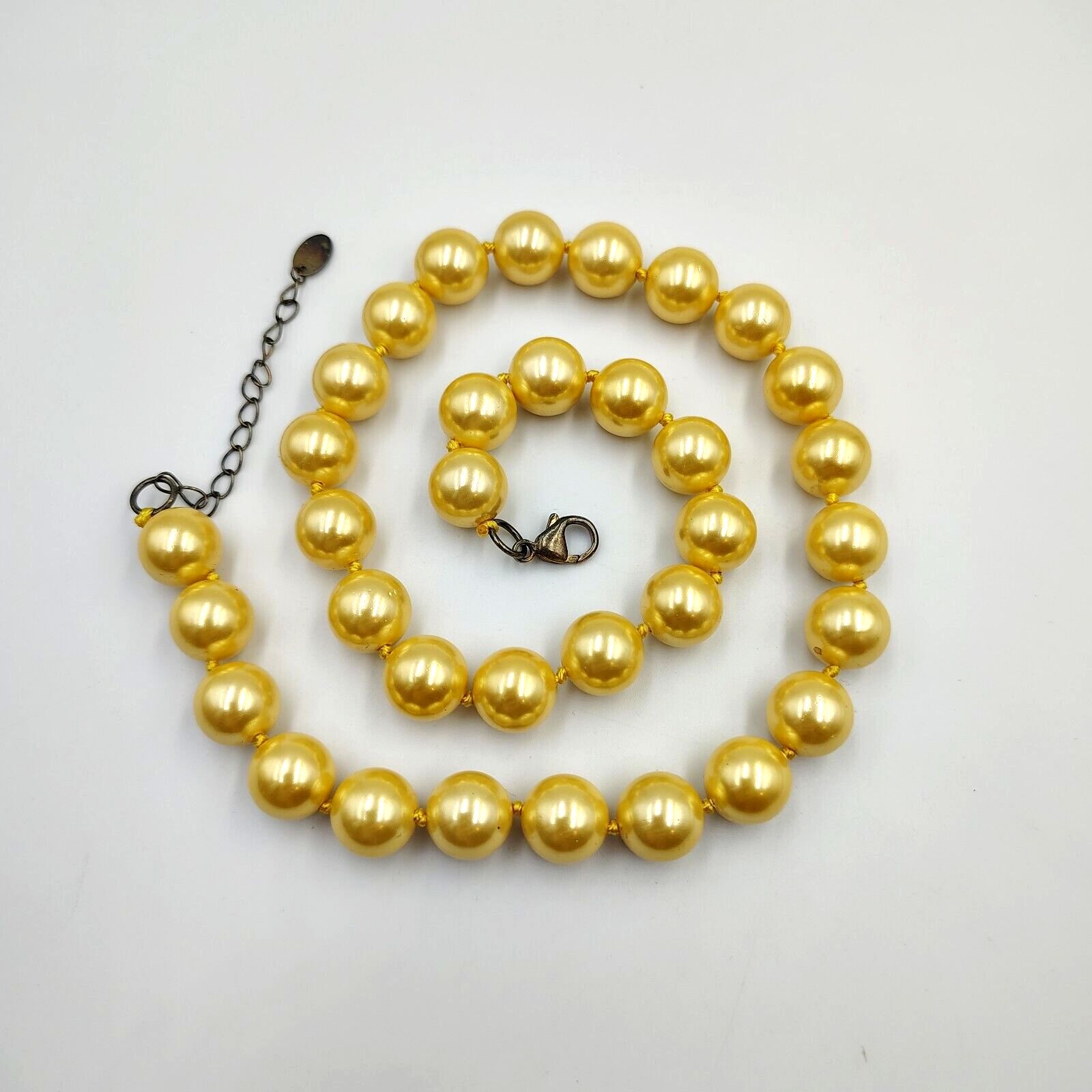 Stauer Faux Pearl Golden-Yellow Necklace Sterling Silver 925 Clasp 20
